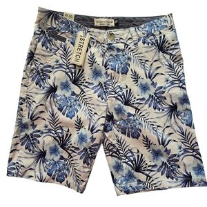 Hudson & BarrowcMen's Blue Floral Tropical Stretch Shorts